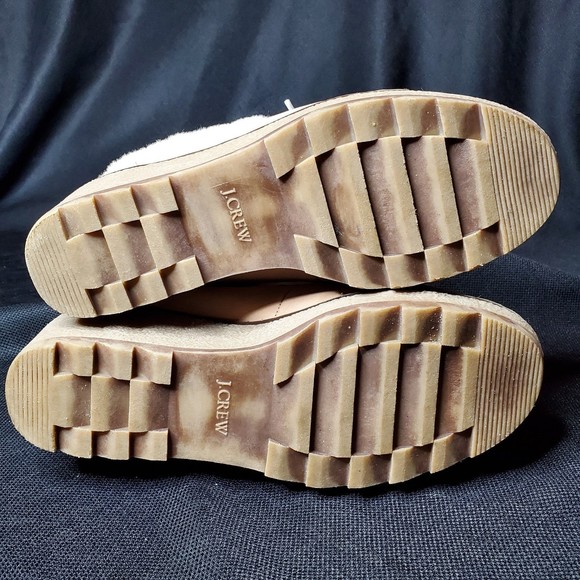 J Crew Nordic Snow Boot Shearling Nubuck Leather Wedge Beige Cleated Women's 10 - Picture 5 of 12